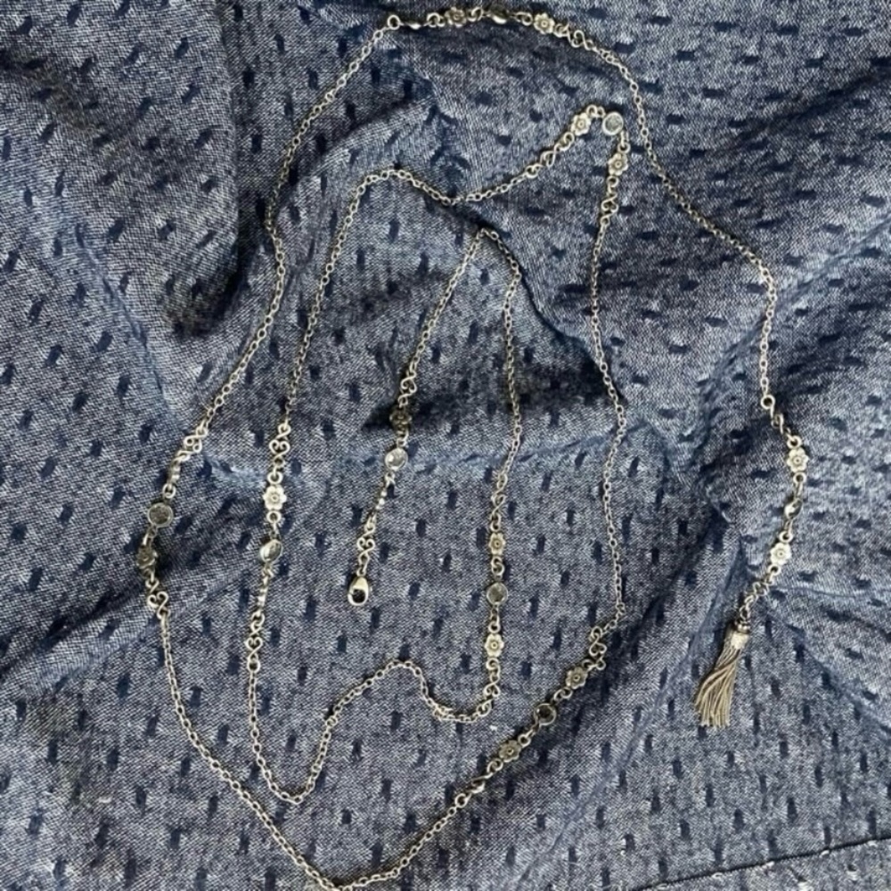 Gas Bijoux - Silver Chain Tassel Wrap Necklace - Long Wrap 2-3x Layer Like New - Picture 7 of 14